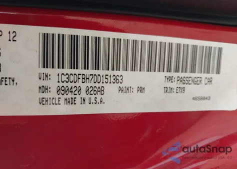 2013 Dodge Dart Sxt from USA, damaged, VIN 1C3CDFBH7DD151363